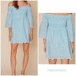 Like New - Moda Posa Light Blue Cotton Eyelet Dress (XS)